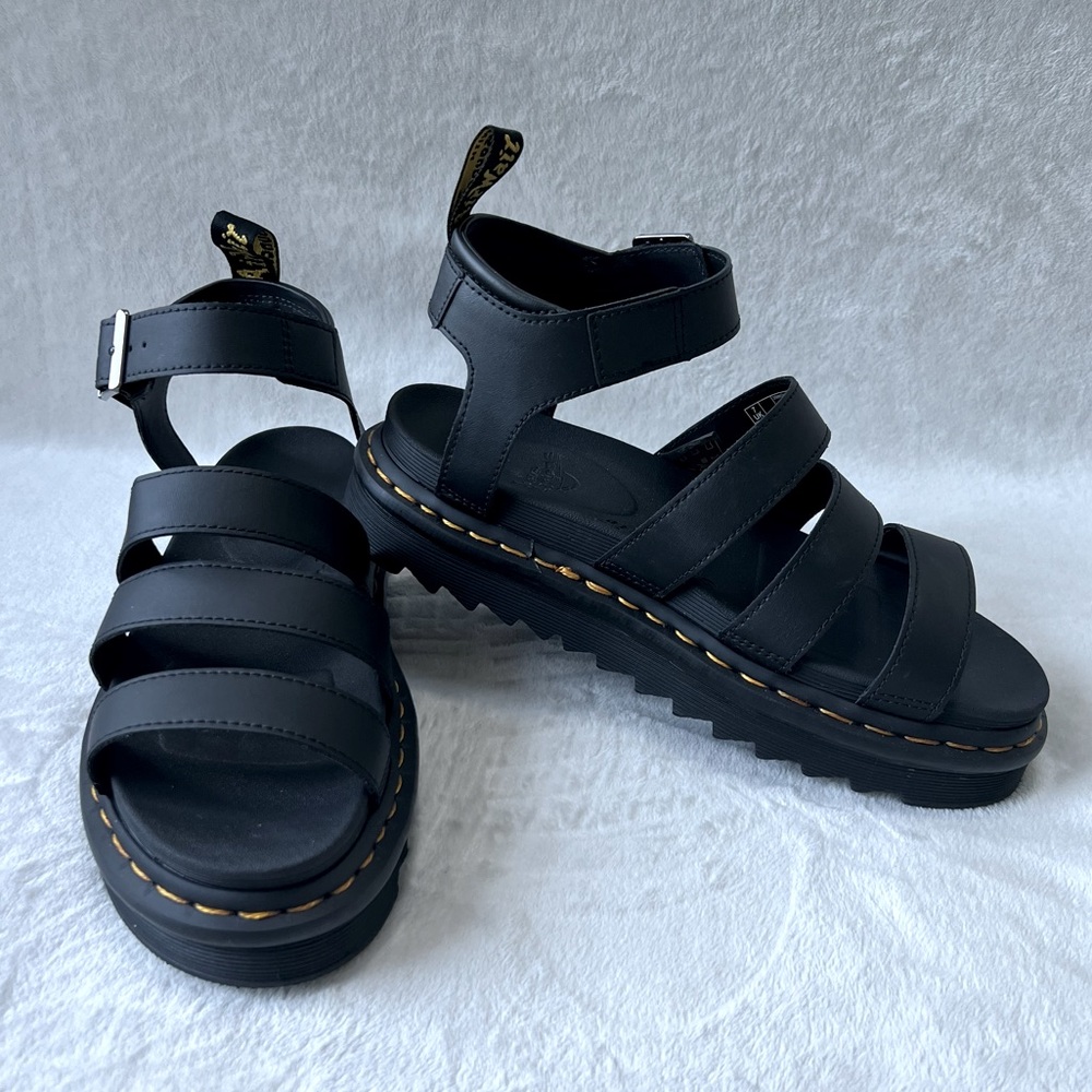 Dr. Martens Blaire Black Hydro Leather Strap Sandals US Women's 10 - Picture 7 of 7